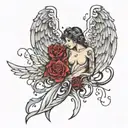 angels broken wings tattoo design idea