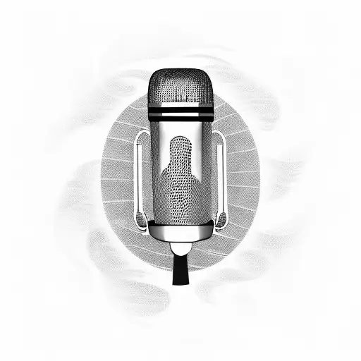 A vintage microphone with a swirling wave pattern, representing the client's occupation in audio and love for music tattoo design idea