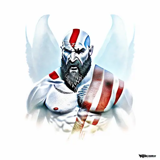 God of war in reality hustleing through life tattoo design idea