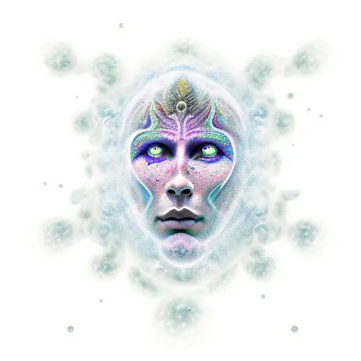 Astral body merging with eyes tattoo design idea