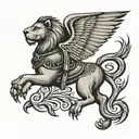 lion knight cross pigeon flying tattoo design idea