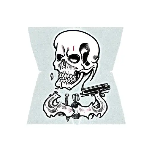 grim reaper with guns akimbo on side  tattoo design idea