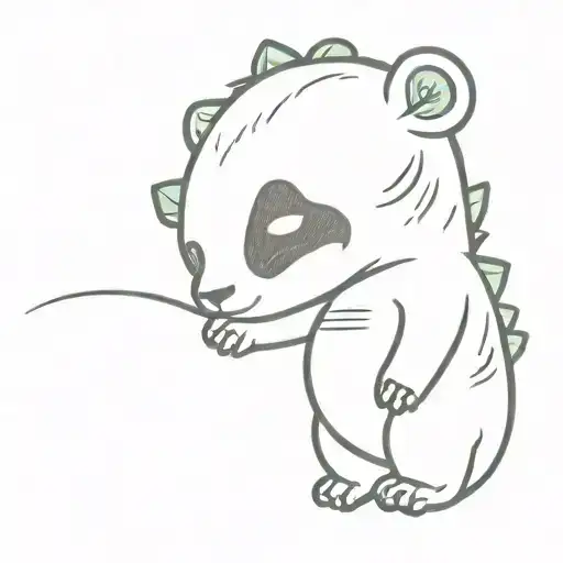 sleepy  cute panda in a dinosaur suit tattoo design idea