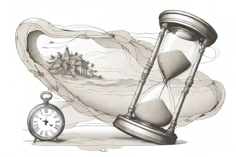 horizontal hour glass with sand tattoo design idea