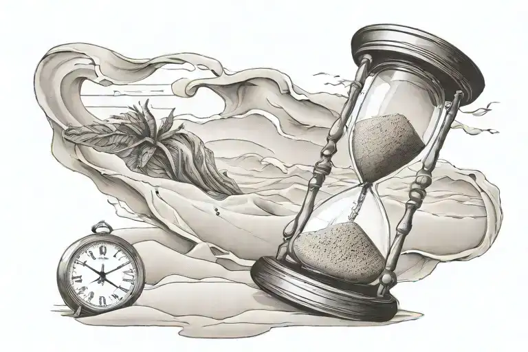 horizontal hour glass with sand tattoo design idea