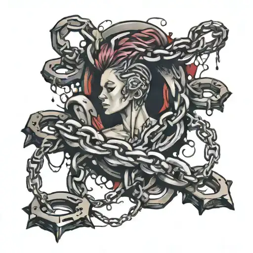 domestic violence breaking chains tattoo design idea