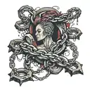 domestic violence breaking chains tattoo design idea