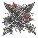 domestic violence breaking chains tattoo design idea