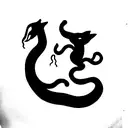 snake eats wolf tattoo design idea