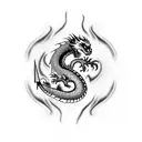 hourglass with a dragon inside blowing fire up at falling sand tattoo design idea