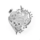 Create a tattoo featuring computer components forming a mechanical heart tattoo design idea