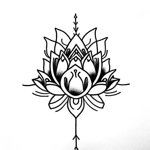 A minimalist tattoo of a lotus flower with kickboxing gloves as its petals tattoo design idea