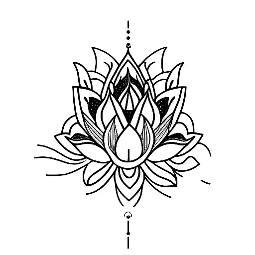 A minimalist tattoo of a lotus flower with kickboxing gloves as its petals tattoo design idea
