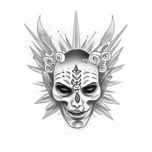 chicano style tattoo happy and sad face masks tattoo design idea