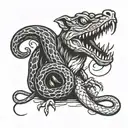 rat eating snake tattoo design idea