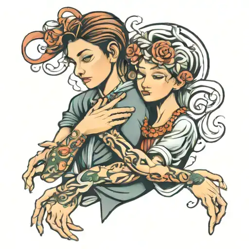 mother and son holding hands tattoo design idea