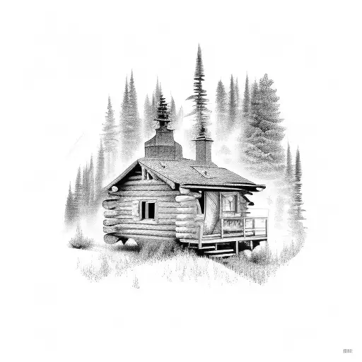 cabin in the woods tattoo design idea