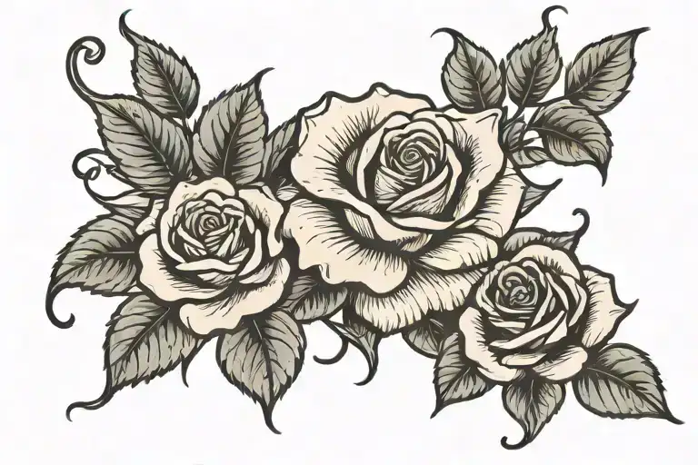 rose with vines sticking out the side profile tattoo design idea
