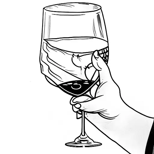 hand holding a glass of wine tattoo design idea