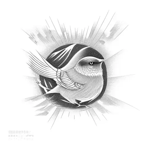 Japanese birds sunset tattoo design idea