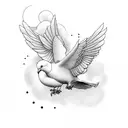 Dove clouds sky tattoo design idea