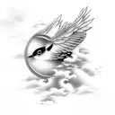 Japanese birds clouds sky tattoo design idea