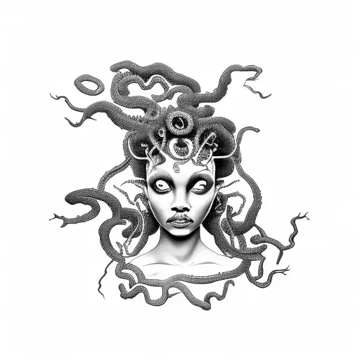 black medusa tattoo design idea