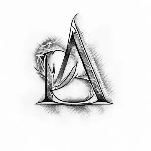 V letter with a fire, in the style of avicii tattoo design idea