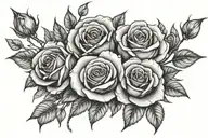 Roses with the names simon, zac and Alex hidden within the stems tattoo design idea