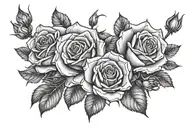 Roses with the names simon, zac and Alex hidden within the stems tattoo design idea