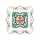 an Orthodox cross on a thread is woven into brass knuckles against the background of an Orthodox church from which roots tattoo design idea