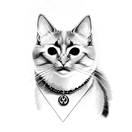black cat with a third eye tattoo design idea