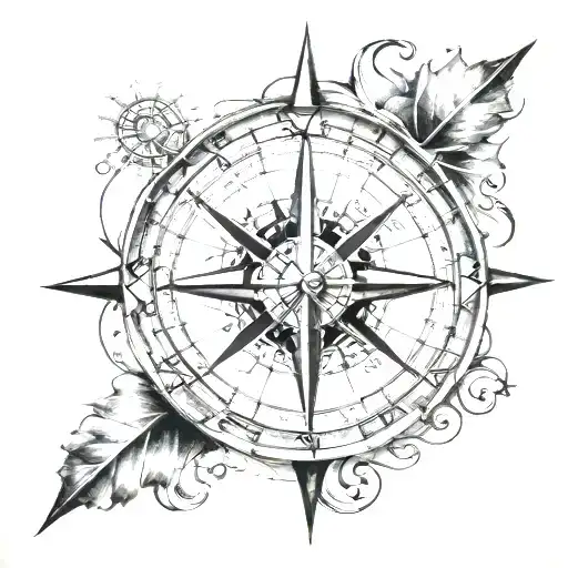 compass and coordinates beautifully intertwined tattoo design idea
