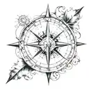 compass and coordinates beautifully intertwined tattoo design idea