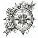 compass and coordinates beautifully intertwined tattoo design idea