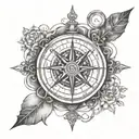 compass and coordinates beautifully intertwined tattoo design idea