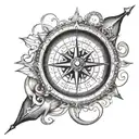 compass and coordinates beautifully intertwined tattoo design idea
