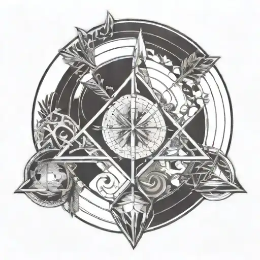 hourglass triangle circle arrow infinite  tattoo design idea