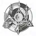 hourglass triangle circle arrow infinite  tattoo design idea