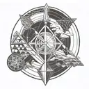 hourglass triangle circle arrow infinite  tattoo design idea