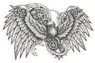 mechanical wings flying tattoo design idea