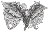 mechanical wings flying tattoo design idea
