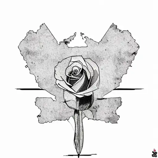 stencil map of Ireland with small red rose inside tattoo design idea