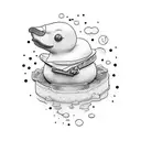 yellow rubber duck tattoo design idea