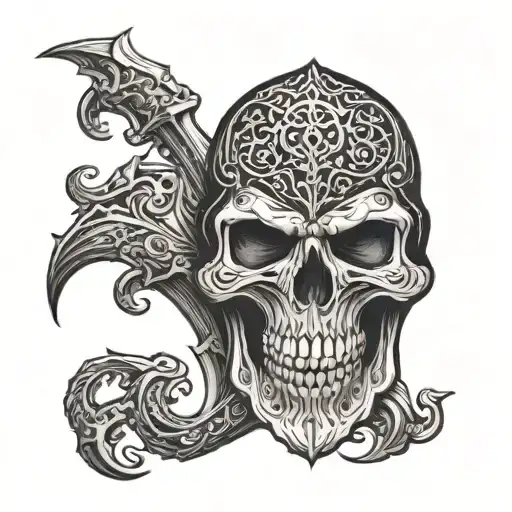 reaper skull Islamic tattoo design idea