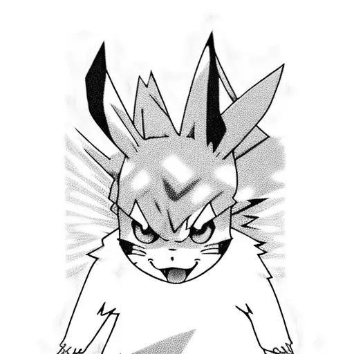 A composition featuring Pikachu, Naruto, and Gon from Hunter x Hunter tattoo design idea