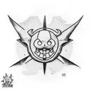 A collage of iconic symbols from One Piece, Dragonball, Pokemon, Naruto, and Hunter x Hunter tattoo design idea