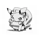 A composition featuring Pikachu, Naruto, and Gon from Hunter x Hunter tattoo design idea