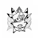 A composition featuring Pikachu, Naruto, and Gon from Hunter x Hunter tattoo design idea