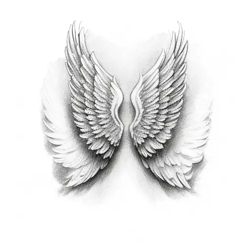 angel wing outline tattoos